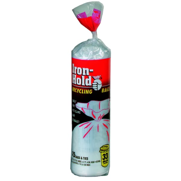 Iron-Hold 33 gal No Scent Scent Recycling Bags Twist Tie 15 pk 0.8 mil 618826 - main